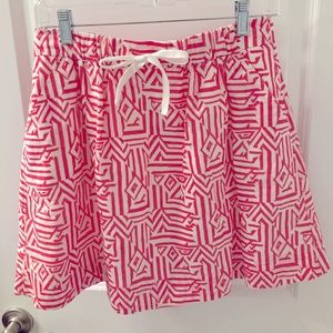 Pink and white geometric JCrew skirt.